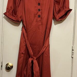 Ann Taylor Rust Maxi Dress with Button Detail